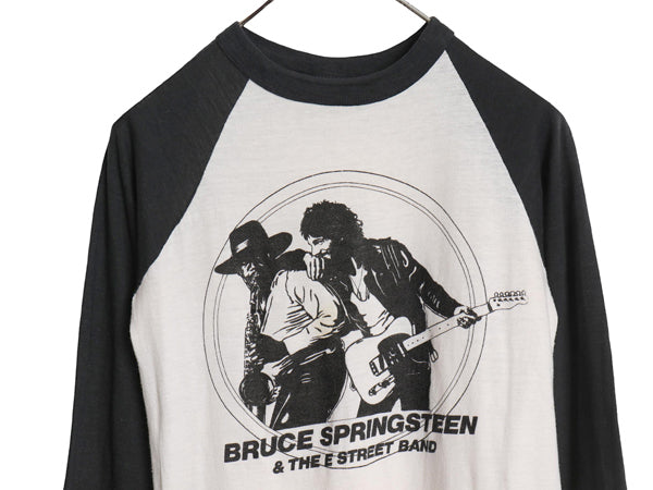 80s ブルーススプリングスティーン イラスト プリント ベースボール Tシャツ メンズ M 小さめ S ヴィンテージ 当時物 ロック バンド 7分袖
