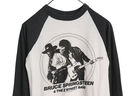 80s ブルーススプリングスティーン イラスト プリント ベースボール Tシャツ メンズ M 小さめ S ヴィンテージ 当時物 ロック バンド 7分袖