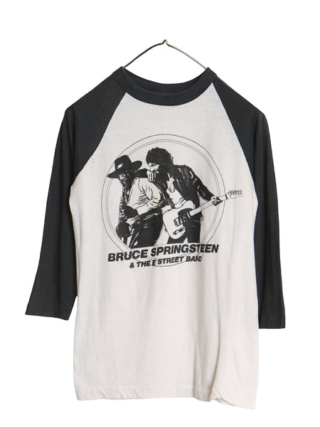 80s ブルーススプリングスティーン イラスト プリント ベースボール Tシャツ メンズ M 小さめ S ヴィンテージ 当時物 ロック バンド 7分袖