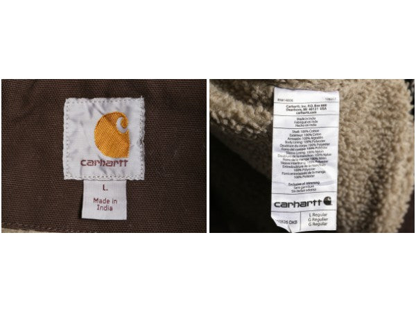 US企画 カーハート ダック パーカー ジャケット メンズ L 古着 裏 ボア パイル フリース フード ブルゾン ジャンパー 廃盤 ワーク ブラウン