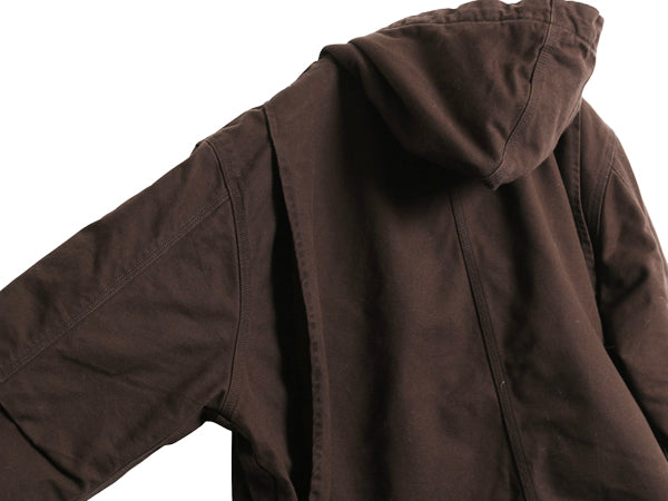 US企画 カーハート ダック パーカー ジャケット メンズ L 古着 裏 ボア パイル フリース フード ブルゾン ジャンパー 廃盤 ワーク ブラウン