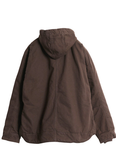 US企画 カーハート ダック パーカー ジャケット メンズ L 古着 裏 ボア パイル フリース フード ブルゾン ジャンパー 廃盤 ワーク ブラウン