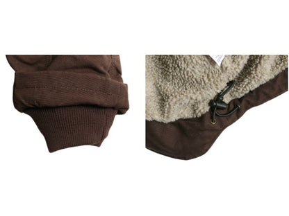 US企画 カーハート ダック パーカー ジャケット メンズ L 古着 裏 ボア パイル フリース フード ブルゾン ジャンパー 廃盤 ワーク ブラウン