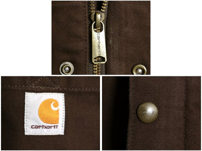 US企画 カーハート ダック パーカー ジャケット メンズ L 古着 裏 ボア パイル フリース フード ブルゾン ジャンパー 廃盤 ワーク ブラウン