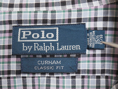 90s ラルフローレン チェック 長袖 シャツ メンズ M 程 古着 オールド ポロ CURHAM CLASSIC FIT コットン ドレス ポニー無し マルチカラー