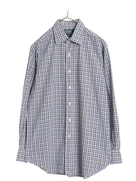 90s ラルフローレン チェック 長袖 シャツ メンズ M 程 古着 オールド ポロ CURHAM CLASSIC FIT コットン ドレス ポニー無し マルチカラー