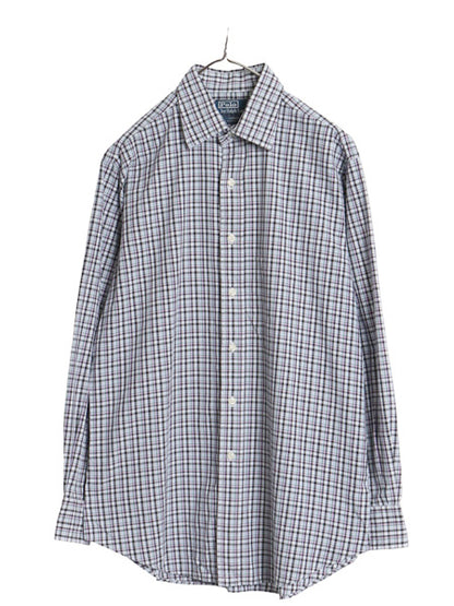 90s ラルフローレン チェック 長袖 シャツ メンズ M 程 古着 オールド ポロ CURHAM CLASSIC FIT コットン ドレス ポニー無し マルチカラー