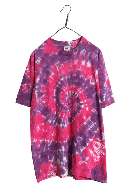 90s USA製 タイダイ 染め 半袖 Tシャツ メンズ XL オールド コットン カットソー トップス シングルステッチ マルチカラー 大きいサイズ 