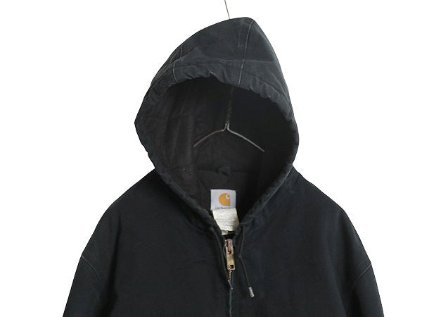 US企画 カーハート アクティブ ジャケット メンズ L / ダック フード パーカー 中綿 キルティング ライナー ブルゾン ジャンパー ブラック