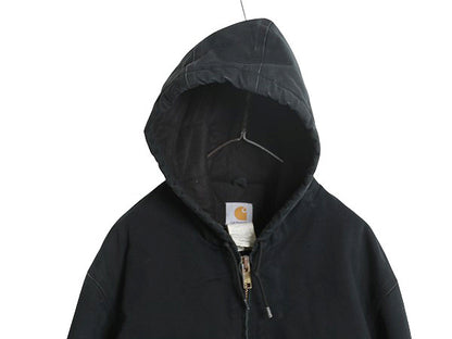 US企画 カーハート アクティブ ジャケット メンズ L / ダック フード パーカー 中綿 キルティング ライナー ブルゾン ジャンパー ブラック