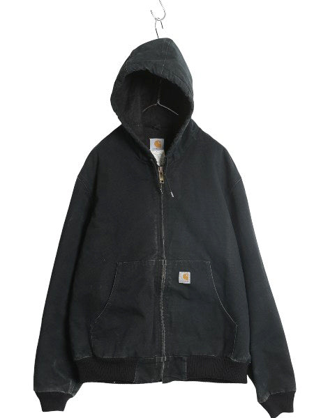 US企画 カーハート アクティブ ジャケット メンズ L / ダック フード パーカー 中綿 キルティング ライナー ブルゾン ジャンパー ブラック