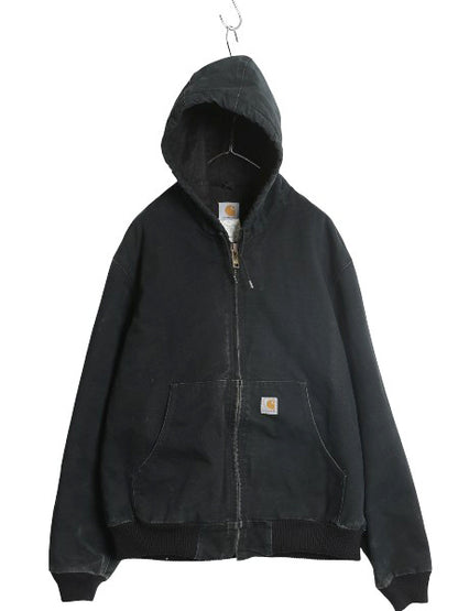 US企画 カーハート アクティブ ジャケット メンズ L / ダック フード パーカー 中綿 キルティング ライナー ブルゾン ジャンパー ブラック