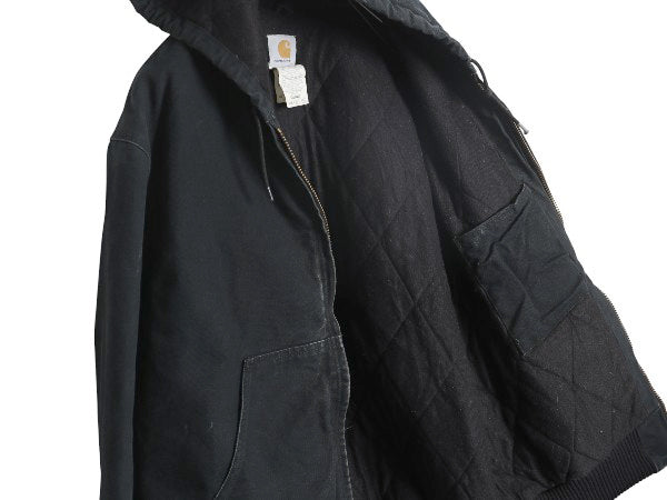 US企画 カーハート アクティブ ジャケット メンズ L / ダック フード パーカー 中綿 キルティング ライナー ブルゾン ジャンパー ブラック