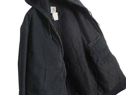 US企画 カーハート アクティブ ジャケット メンズ L / ダック フード パーカー 中綿 キルティング ライナー ブルゾン ジャンパー ブラック