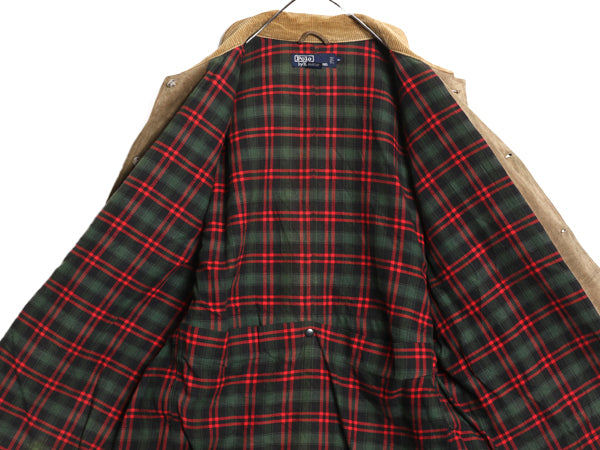 90s ポロ ラルフローレン 本革 スウェード レザー ハンティング ジャケット メンズ XL 古着 オールド 革ジャン ハーフ コート 大きいサイズ