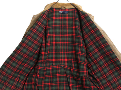90s ポロ ラルフローレン 本革 スウェード レザー ハンティング ジャケット メンズ XL 古着 オールド 革ジャン ハーフ コート 大きいサイズ