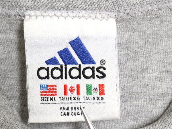 90s アディダス パフォーマンス ロゴ 刺繍 半袖 Tシャツ メンズ XL オールド ヘビーウェイト コットン 3ライン ワンポイント 大きいサイズ