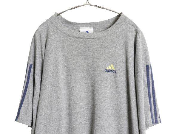90s アディダス パフォーマンス ロゴ 刺繍 半袖 Tシャツ メンズ XL オールド ヘビーウェイト コットン 3ライン ワンポイント 大きいサイズ