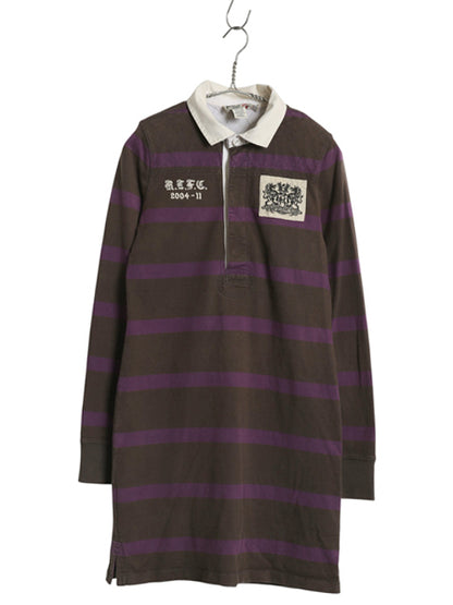 ラグビー ラルフローレン ボーダー ラガーシャツ ワンピース レディース M / ポロ コットン ラグビー ミニ丈 ひざ上丈 ワンピ ポロシャツ