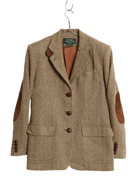 90s ローレン ラルフローレン ツイード テーラード ジャケット レディース M 程/ オールド ポロ ブレザー ウール ヘリンボーン ストライプ