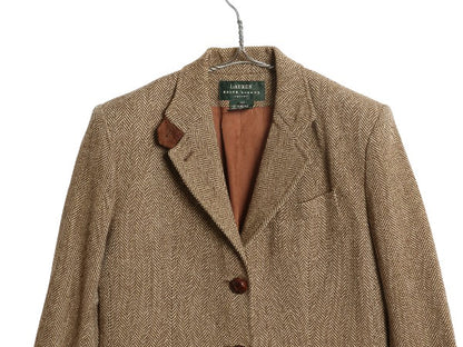 90s ローレン ラルフローレン ツイード テーラード ジャケット レディース M 程/ オールド ポロ ブレザー ウール ヘリンボーン ストライプ