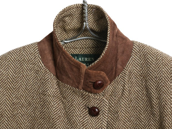 90s ローレン ラルフローレン ツイード テーラード ジャケット レディース M 程/ オールド ポロ ブレザー ウール ヘリンボーン ストライプ