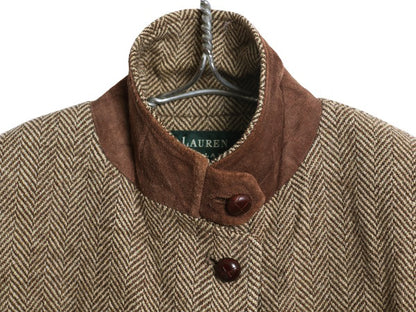 90s ローレン ラルフローレン ツイード テーラード ジャケット レディース M 程/ オールド ポロ ブレザー ウール ヘリンボーン ストライプ