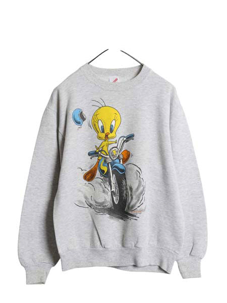 90s USA製 ワーナー トゥイーティー プリント スウェット メンズ レディース M オールド キャラクター イラスト トレーナー 裏起毛 グレー