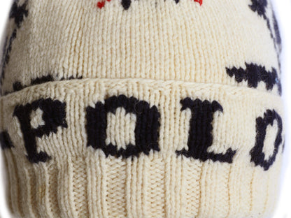 90s ポロ ラルフローレン ボンボン付き ニット キャップ フリーサイズ / オールド ウール 絵柄 ワッチ ビーニー バーズアイ ノルディック