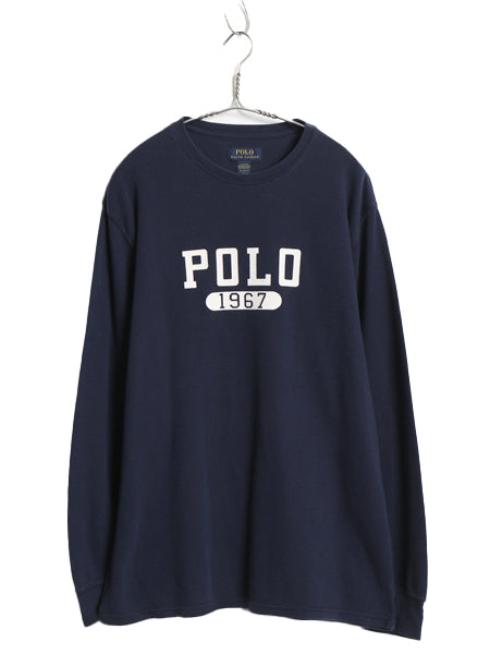 ポロ ラルフローレン 2段 プリント サーマル 長袖 Tシャツ メンズ XL / 古着 ロンT アンダーシャツ ワッフル 長袖Tシャツ 大きいサイズ 紺