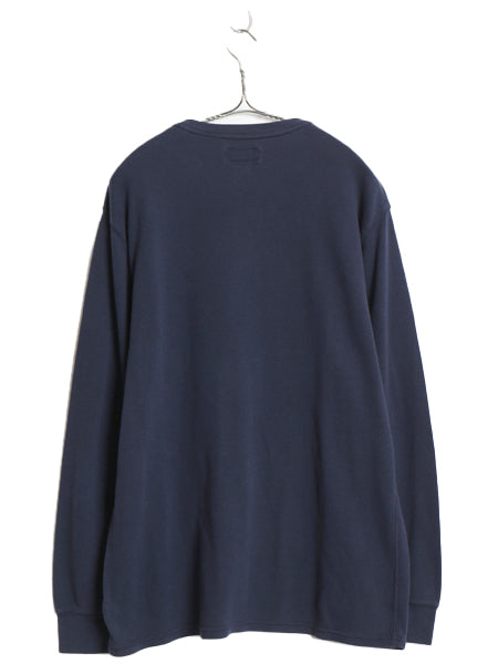ポロ ラルフローレン 2段 プリント サーマル 長袖 Tシャツ メンズ XL / 古着 ロンT アンダーシャツ ワッフル 長袖Tシャツ 大きいサイズ 紺