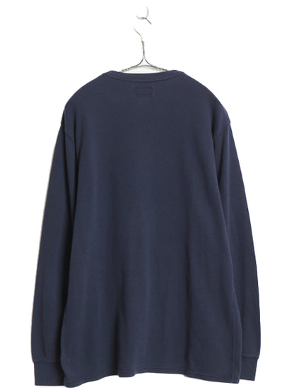 ポロ ラルフローレン 2段 プリント サーマル 長袖 Tシャツ メンズ XL / 古着 ロンT アンダーシャツ ワッフル 長袖Tシャツ 大きいサイズ 紺