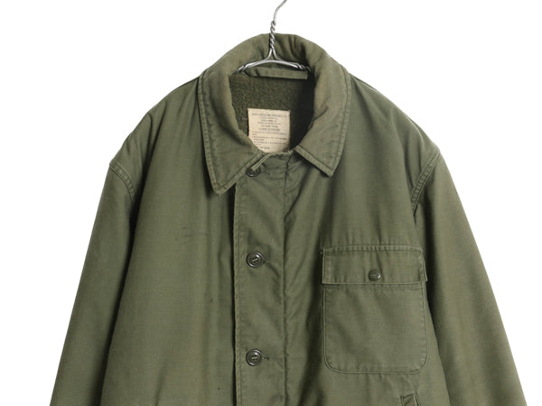 70s ★ 米軍実物 USN ネイビー A-2 デッキ ジャケット メンズ L / 71年製 ヴィンテージ NAVY ミリタリー 軍物 裏ボア ブルゾン ステンシル 