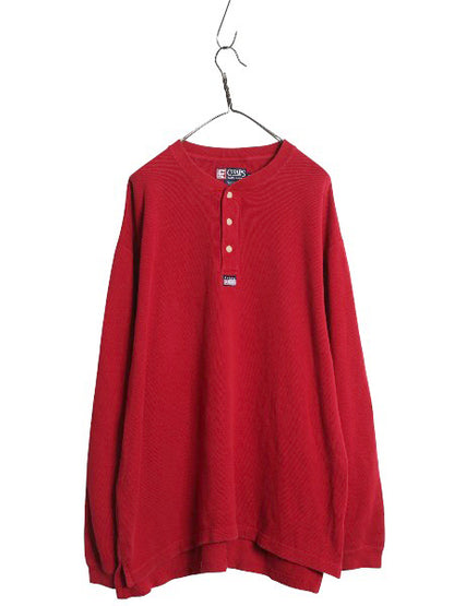 00s チャップス ラルフローレン ヘンリーネック 長袖 Tシャツ メンズ M オールド ポロ ロンT 長袖Tシャツ ヘビーウェイト ニット ゆったり