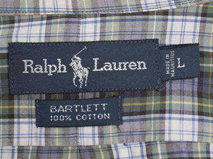 90s ラルフローレン 3点留め チェック 長袖 ボタンダウン シャツ メンズ L / オールド ポロ BARTLETT コットン ワンポイント マルチカラー