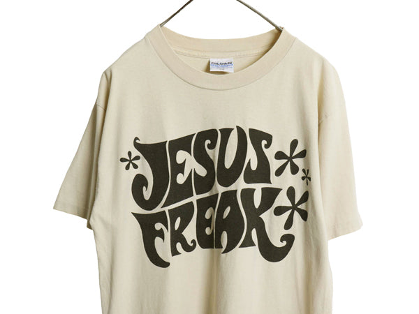 90s USA製 メッセージ 両面 プリント Tシャツ メンズ L 古着 オールド グラフィック アート イラスト カットソー ヘビーウェイト コットン