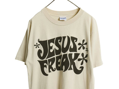 90s USA製 メッセージ 両面 プリント Tシャツ メンズ L 古着 オールド グラフィック アート イラスト カットソー ヘビーウェイト コットン