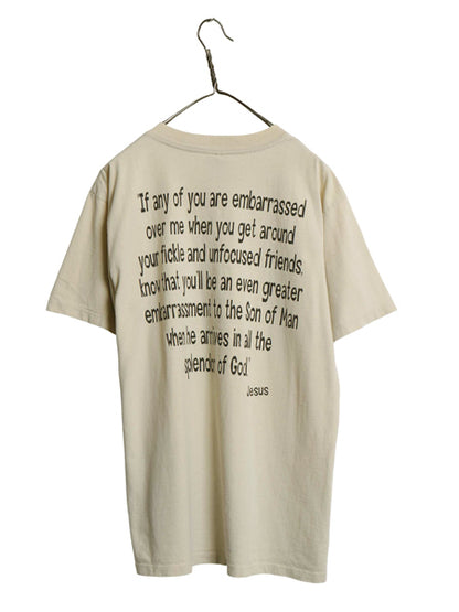 90s USA製 メッセージ 両面 プリント Tシャツ メンズ L 古着 オールド グラフィック アート イラスト カットソー ヘビーウェイト コットン