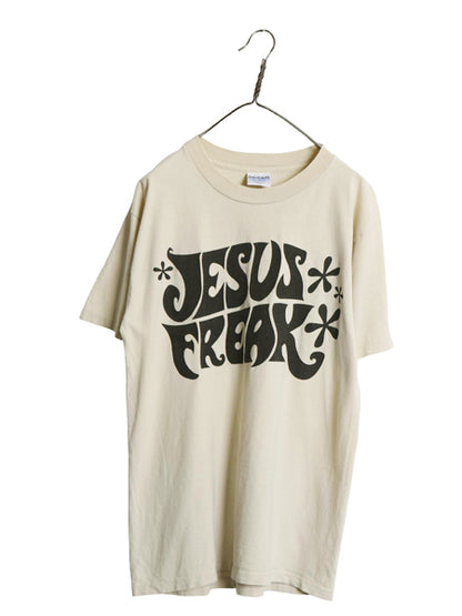90s USA製 メッセージ 両面 プリント Tシャツ メンズ L 古着 オールド グラフィック アート イラスト カットソー ヘビーウェイト コットン