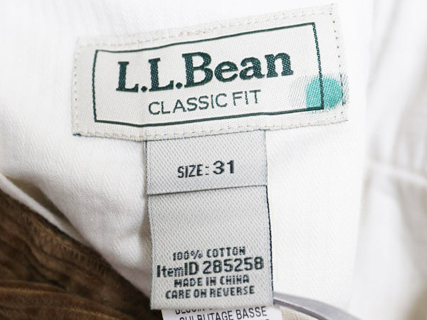 エルエルビーン 太畝 コーデュロイ パンツ 実寸 32 31 古着 アウトドア ツータック コットン スラックス ストレート トラウザー コーズ 茶