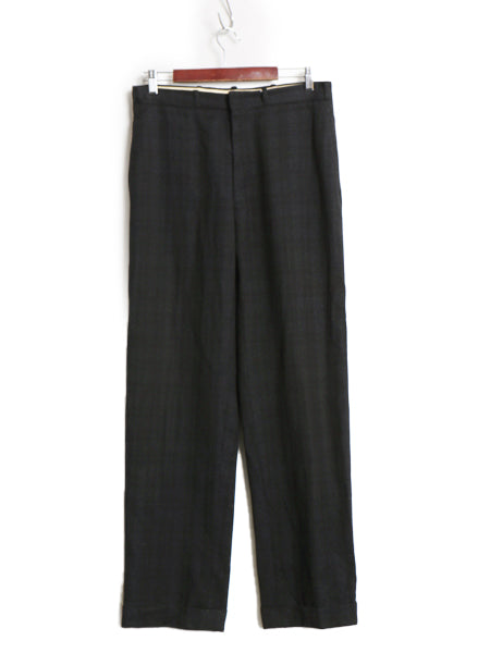60s ★ ノータック チェック ウール スラックス パンツ 実寸 32 32 程 古着 ヴィンテージ カスリ 総柄 ストレート ジッパーフライ TALON 黒