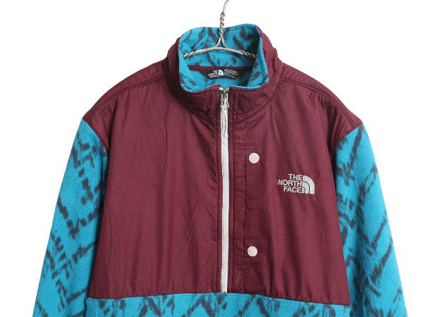 ノースフェイス ハーフジップ 総柄 フリース ジャケット メンズ M / アウトドア ナイロン 切替 ブルゾン ハイネック プルオーバー ツートン
