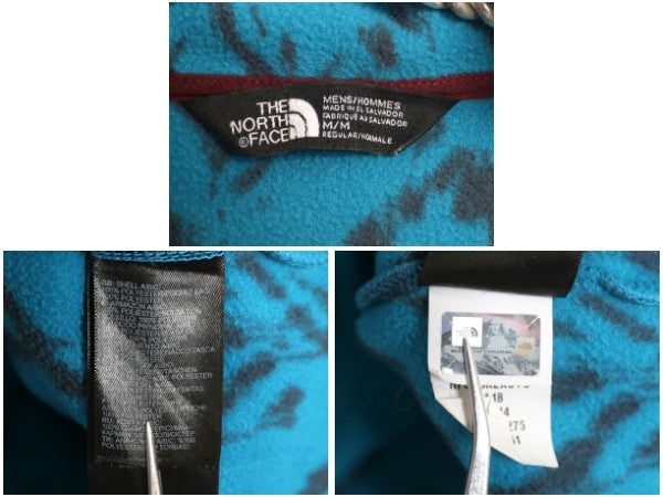 ノースフェイス ハーフジップ 総柄 フリース ジャケット メンズ M / アウトドア ナイロン 切替 ブルゾン ハイネック プルオーバー ツートン