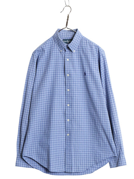 00s ラルフローレン チェック 長袖 ボタンダウン シャツ メンズ M / オールド ポロ 長袖シャツ コットン ワイシャツ きれいめ カジュアル