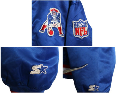 90s USA製 ペイトリオッツ ナイロン サテン スタジャン メンズ L / オールド NFL オフィシャル スターター 中綿 キルティング ライナー付き