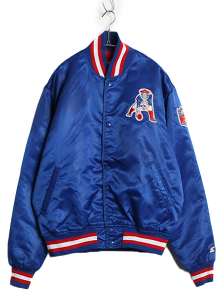 90s USA製 ペイトリオッツ ナイロン サテン スタジャン メンズ L / オールド NFL オフィシャル スターター 中綿 キルティング ライナー付き