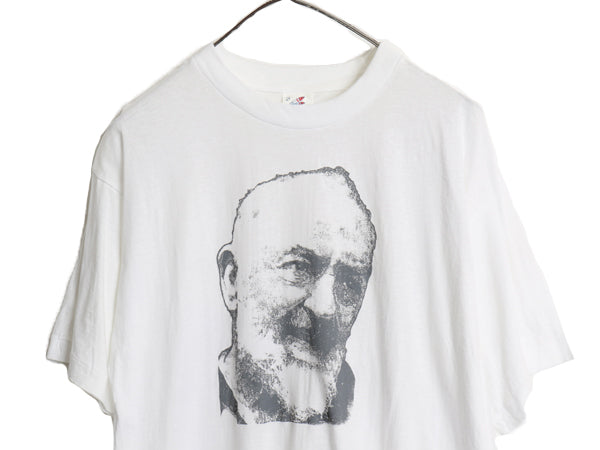 デッドストック 80s イラスト プリント Tシャツ メンズ XL 小さめ L 新品 ユーロ ヴィンテージ グラフィック アート 偉人 シングルステッチ