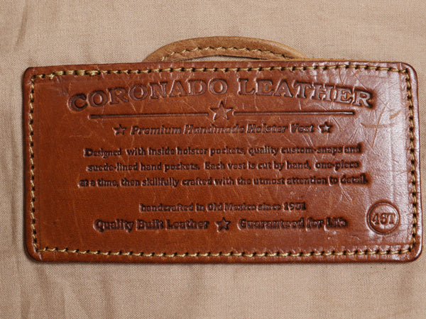CORONADO LEATEHR 本革 レザー ホルスター ベスト メンズ XL / ハンドメイド テーラード 革ジャン コンチョ 大きいサイズ 前開き 重ね着 茶