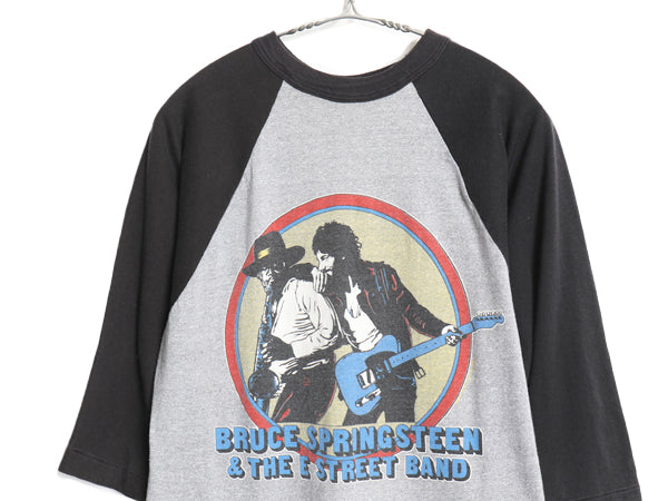 80s ブルーススプリングスティーン ツアー イラスト プリント ベースボール Tシャツ メンズ S 程 ヴィンテージ 当時物 ロック バンド 7分袖