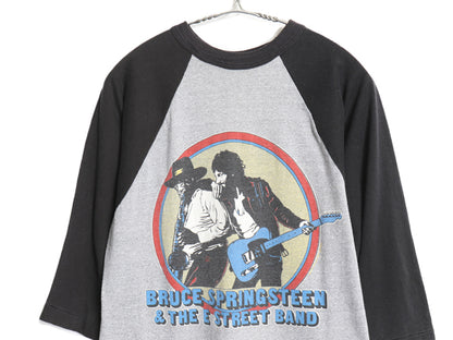 80s ブルーススプリングスティーン ツアー イラスト プリント ベースボール Tシャツ メンズ S 程 ヴィンテージ 当時物 ロック バンド 7分袖